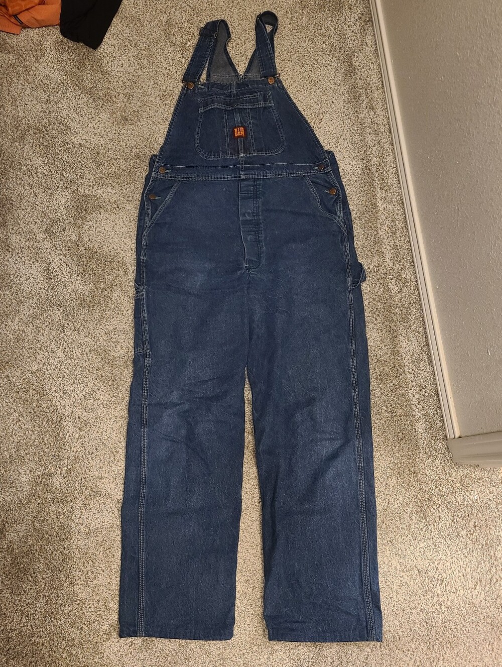 Vintage Big Ben Wrangler Dark Denim Overalls Size 36x34